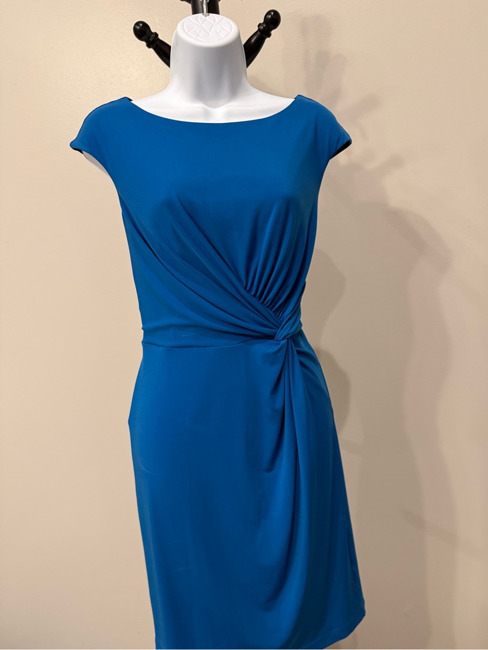 Muse by Boston Proper Elegant Twist-Detail Blue Sheath Dress